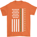 St Patricks Day USA Flag America Beer Alcohol Mens T-Shirt 100% Cotton Orange