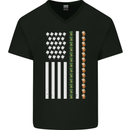 St Patricks Day USA Flag America Beer Alcohol Mens V-Neck Cotton T-Shirt Black