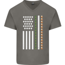 St Patricks Day USA Flag America Beer Alcohol Mens V-Neck Cotton T-Shirt Charcoal