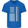 St Patricks Day USA Flag America Beer Alcohol Mens V-Neck Cotton T-Shirt Royal Blue