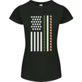 St Patricks Day USA Flag America Beer Alcohol Womens Petite Cut T-Shirt Black