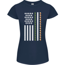 St Patricks Day USA Flag America Beer Alcohol Womens Petite Cut T-Shirt Navy Blue