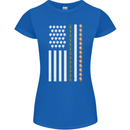 St Patricks Day USA Flag America Beer Alcohol Womens Petite Cut T-Shirt Royal Blue