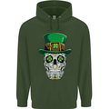 St Patricks Day of the Dead Sugar Skull Childrens Kids Hoodie Forest Green