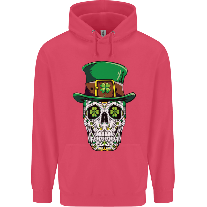 St Patricks Day of the Dead Sugar Skull Childrens Kids Hoodie Heliconia