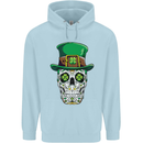 St Patricks Day of the Dead Sugar Skull Childrens Kids Hoodie Light Blue