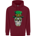 St Patricks Day of the Dead Sugar Skull Childrens Kids Hoodie Maroon