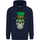 St Patricks Day of the Dead Sugar Skull Childrens Kids Hoodie Navy Blue