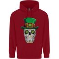 St Patricks Day of the Dead Sugar Skull Childrens Kids Hoodie Red