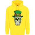 St Patricks Day of the Dead Sugar Skull Childrens Kids Hoodie Yellow