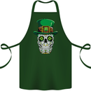 St Patricks Day of the Dead Sugar Skull Cotton Apron 100% Organic Forest Green