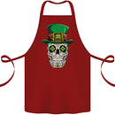 St Patricks Day of the Dead Sugar Skull Cotton Apron 100% Organic Maroon
