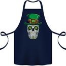 St Patricks Day of the Dead Sugar Skull Cotton Apron 100% Organic Navy Blue