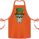 St Patricks Day of the Dead Sugar Skull Cotton Apron 100% Organic Orange