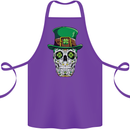 St Patricks Day of the Dead Sugar Skull Cotton Apron 100% Organic Purple