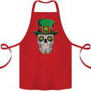 St Patricks Day of the Dead Sugar Skull Cotton Apron 100% Organic Red