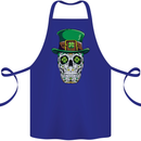 St Patricks Day of the Dead Sugar Skull Cotton Apron 100% Organic Royal Blue