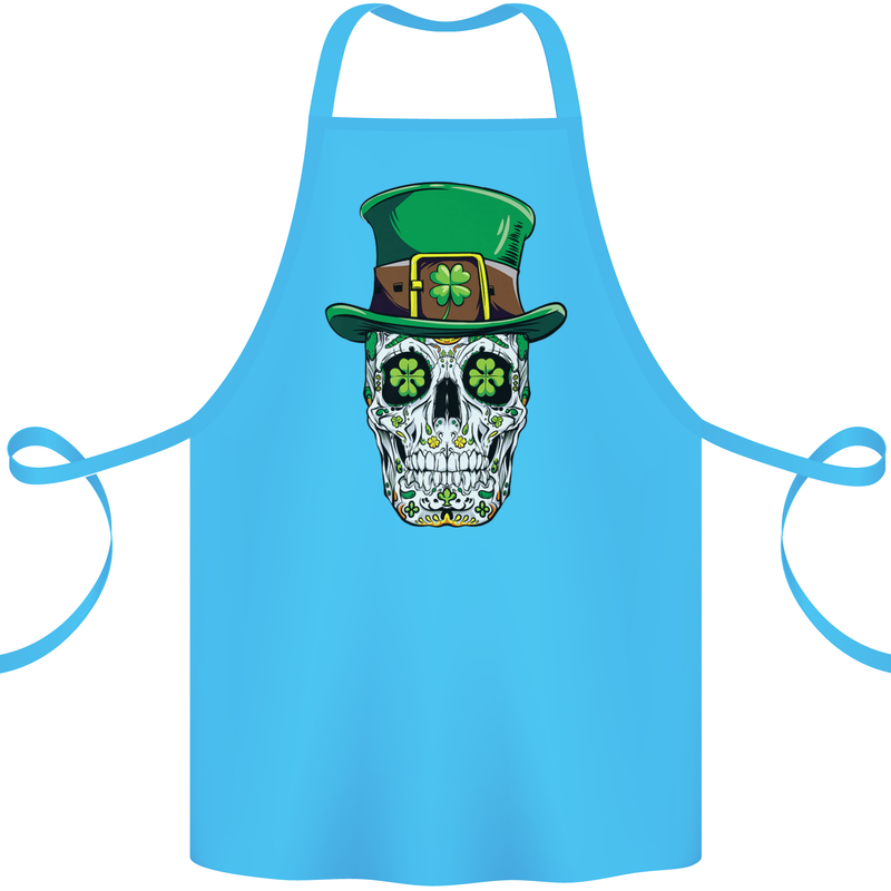 St Patricks Day of the Dead Sugar Skull Cotton Apron 100% Organic Turquoise