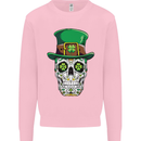 St Patricks Day of the Dead Sugar Skull Kids Sweatshirt Jumper Light Pink