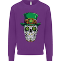 St Patricks Day of the Dead Sugar Skull Kids Sweatshirt Jumper Purple