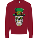 St Patricks Day of the Dead Sugar Skull Kids Sweatshirt Jumper Red