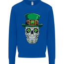 St Patricks Day of the Dead Sugar Skull Kids Sweatshirt Jumper Royal Blue