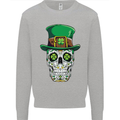St Patricks Day of the Dead Sugar Skull Kids Sweatshirt Jumper Sports Grey