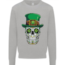 St Patricks Day of the Dead Sugar Skull Kids Sweatshirt Jumper Sports Grey