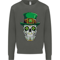 St Patricks Day of the Dead Sugar Skull Kids Sweatshirt Jumper Storm Grey