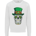 St Patricks Day of the Dead Sugar Skull Kids Sweatshirt Jumper White