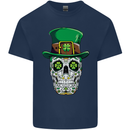 St Patricks Day of the Dead Sugar Skull Kids T-Shirt Childrens Navy Blue
