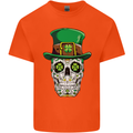 St Patricks Day of the Dead Sugar Skull Kids T-Shirt Childrens Orange