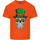 St Patricks Day of the Dead Sugar Skull Kids T-Shirt Childrens Orange