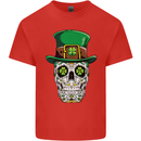 St Patricks Day of the Dead Sugar Skull Kids T-Shirt Childrens Red
