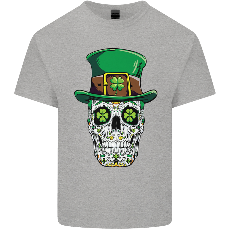 St Patricks Day of the Dead Sugar Skull Kids T-Shirt Childrens Sports Grey