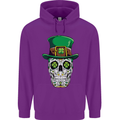 St Patricks Day of the Dead Sugar Skull Mens 80% Cotton Hoodie Purple