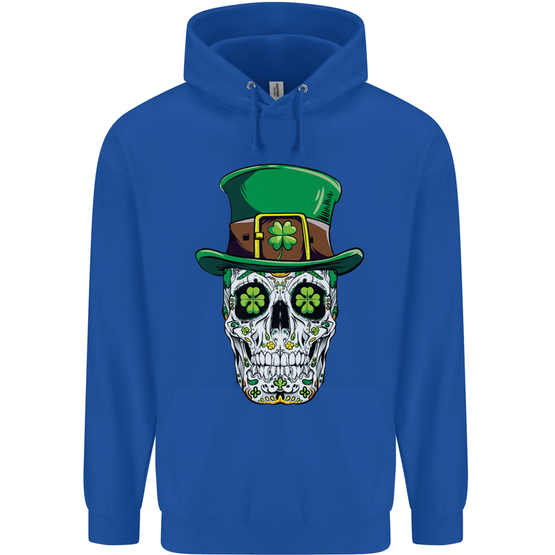 St Patricks Day of the Dead Sugar Skull Mens 80% Cotton Hoodie Royal Blue