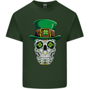 St Patricks Day of the Dead Sugar Skull Mens Cotton T-Shirt Tee Top Forest Green