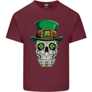 St Patricks Day of the Dead Sugar Skull Mens Cotton T-Shirt Tee Top Maroon