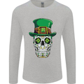 St Patricks Day of the Dead Sugar Skull Mens Long Sleeve T-Shirt Sports Grey