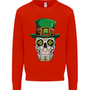 St Patricks Day of the Dead Sugar Skull Mens Sweatshirt Jumper Bright Red