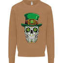 St Patricks Day of the Dead Sugar Skull Mens Sweatshirt Jumper Caramel Latte