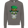 St Patricks Day of the Dead Sugar Skull Mens Sweatshirt Jumper Charcoal