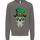 St Patricks Day of the Dead Sugar Skull Mens Sweatshirt Jumper Charcoal