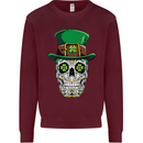 St Patricks Day of the Dead Sugar Skull Mens Sweatshirt Jumper Maroon