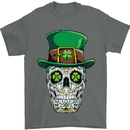 St Patricks Day of the Dead Sugar Skull Mens T-Shirt Cotton Gildan Charcoal