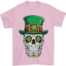 St Patricks Day of the Dead Sugar Skull Mens T-Shirt Cotton Gildan Light Pink