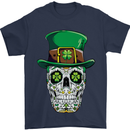 St Patricks Day of the Dead Sugar Skull Mens T-Shirt Cotton Gildan Navy Blue