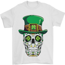 St Patricks Day of the Dead Sugar Skull Mens T-Shirt Cotton Gildan White