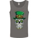 St Patricks Day of the Dead Sugar Skull Mens Vest Tank Top Charcoal